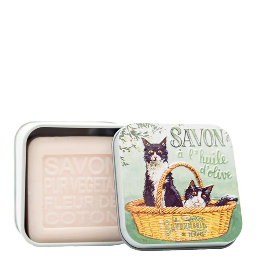 Soins La Savonnerie de Nyons Savon Solide | Boite Metal "Chats Noirs Et Blancs" & Savon